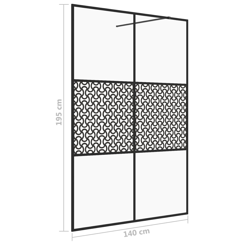 Dusjvegg med klart ESG-glass 140x195 cm svart