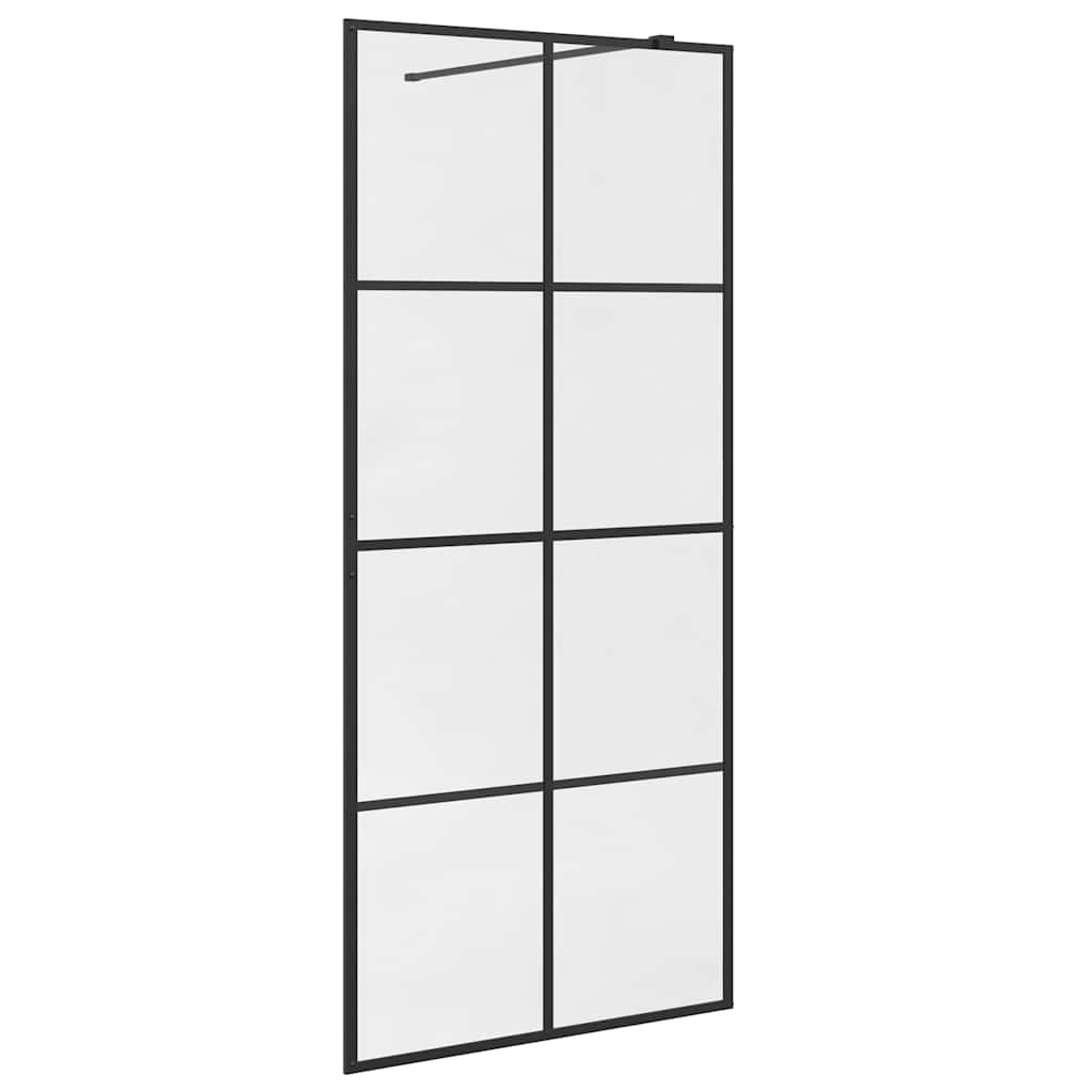 Dusjvegg med klart ESG-glass 90x195 cm svart