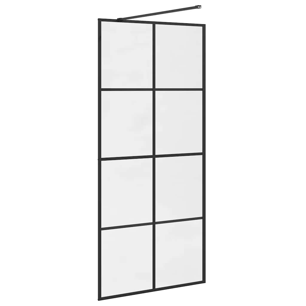 Dusjvegg med klart ESG-glass 90x195 cm svart