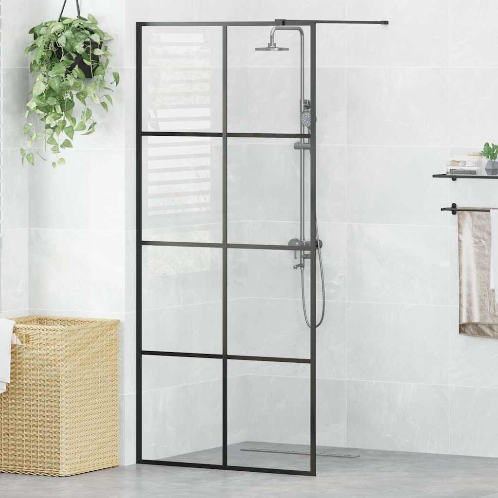 Dusjvegg med klart ESG-glass 90x195 cm svart