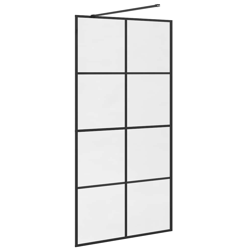 Dusjvegg med klart ESG-glass 100x195 cm svart