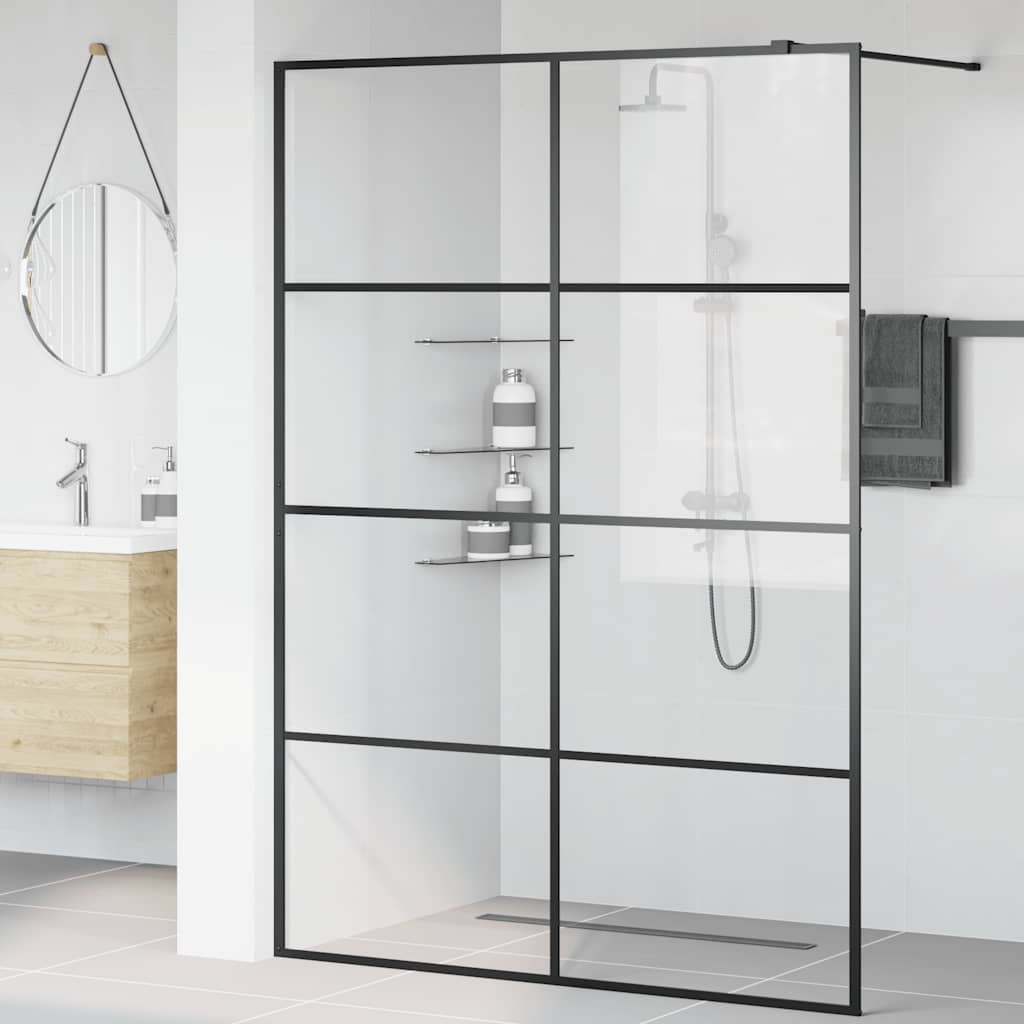 Dusjvegg med klart ESG-glass 140x195 cm svart