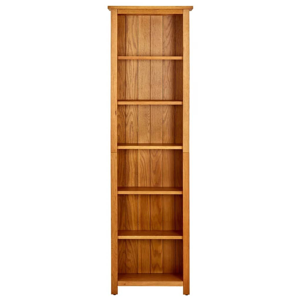 Bokhylle 6 etasjer 52x22x180 cm heltre eik