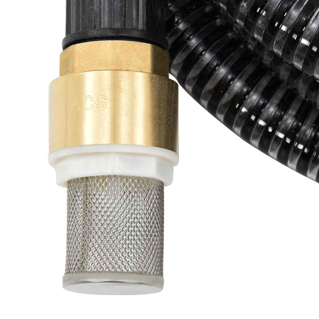 Sugeslange med messingkoblinger svart 1,1" 5 m PVC