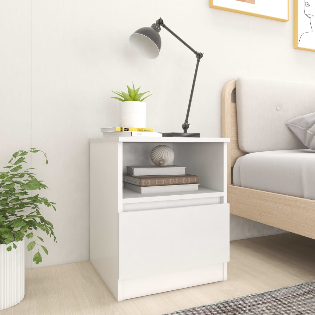 Nattbord 2 stk hvit 40x40x50 cm konstruert tre