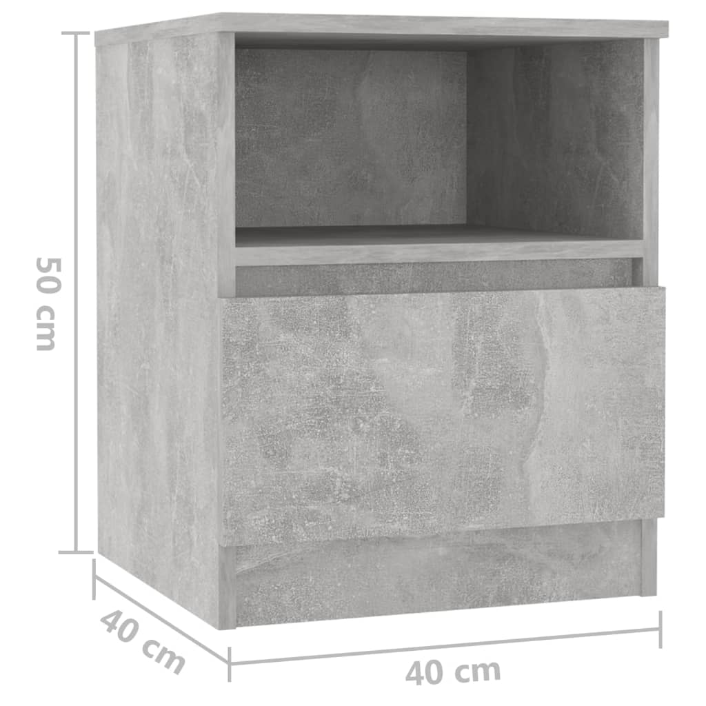 Nattbord 2 stk betonggrå 40x40x50 cm konstruert tre