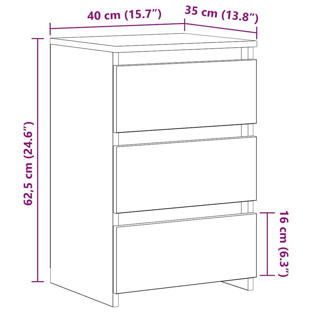Nattbord 2 stk hvit 40x35x62,5 cm konstruert tre