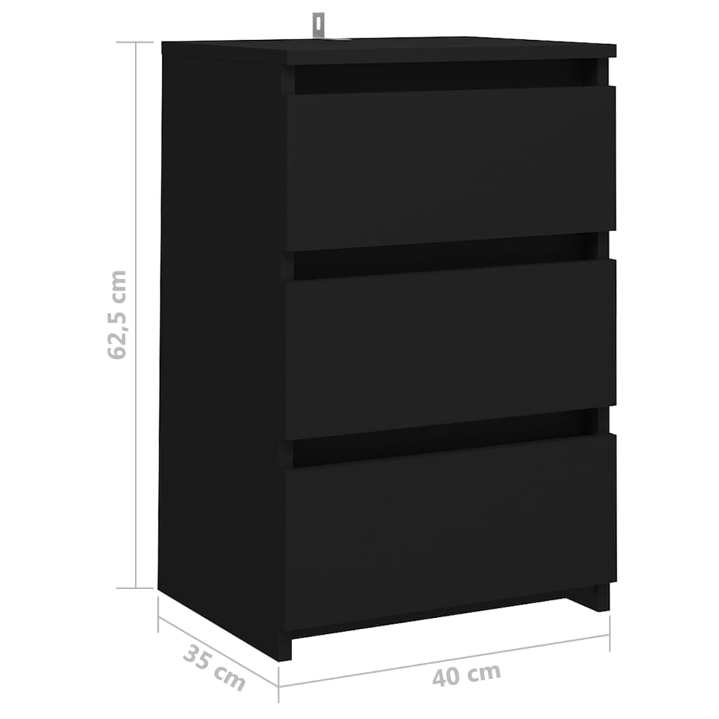 Nattbord svart 40x35x62,5 cm konstruert tre