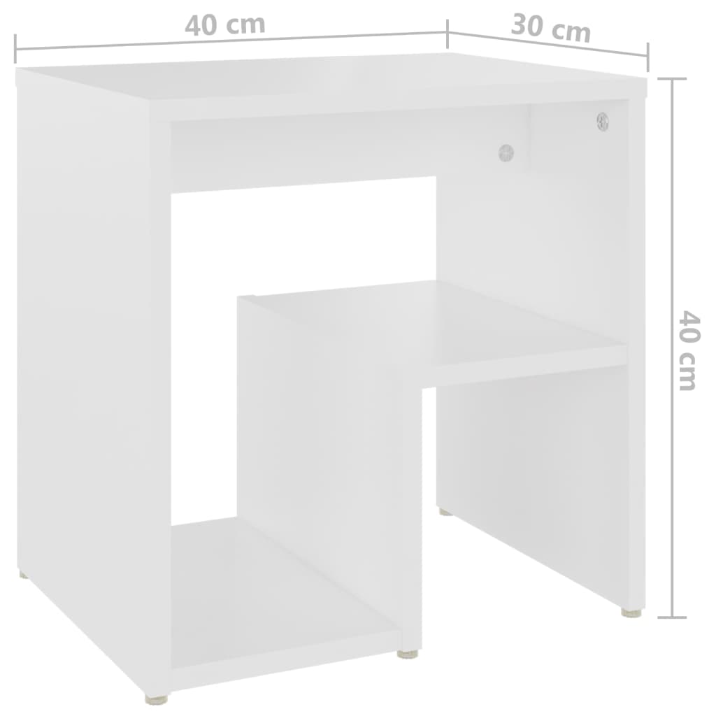 Nattbord hvit 40x30x40 cm konstruert tre