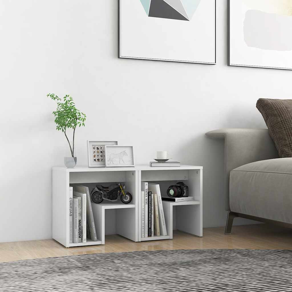 Nattbord 2 stk hvit 40x30x40 cm konstruert tre