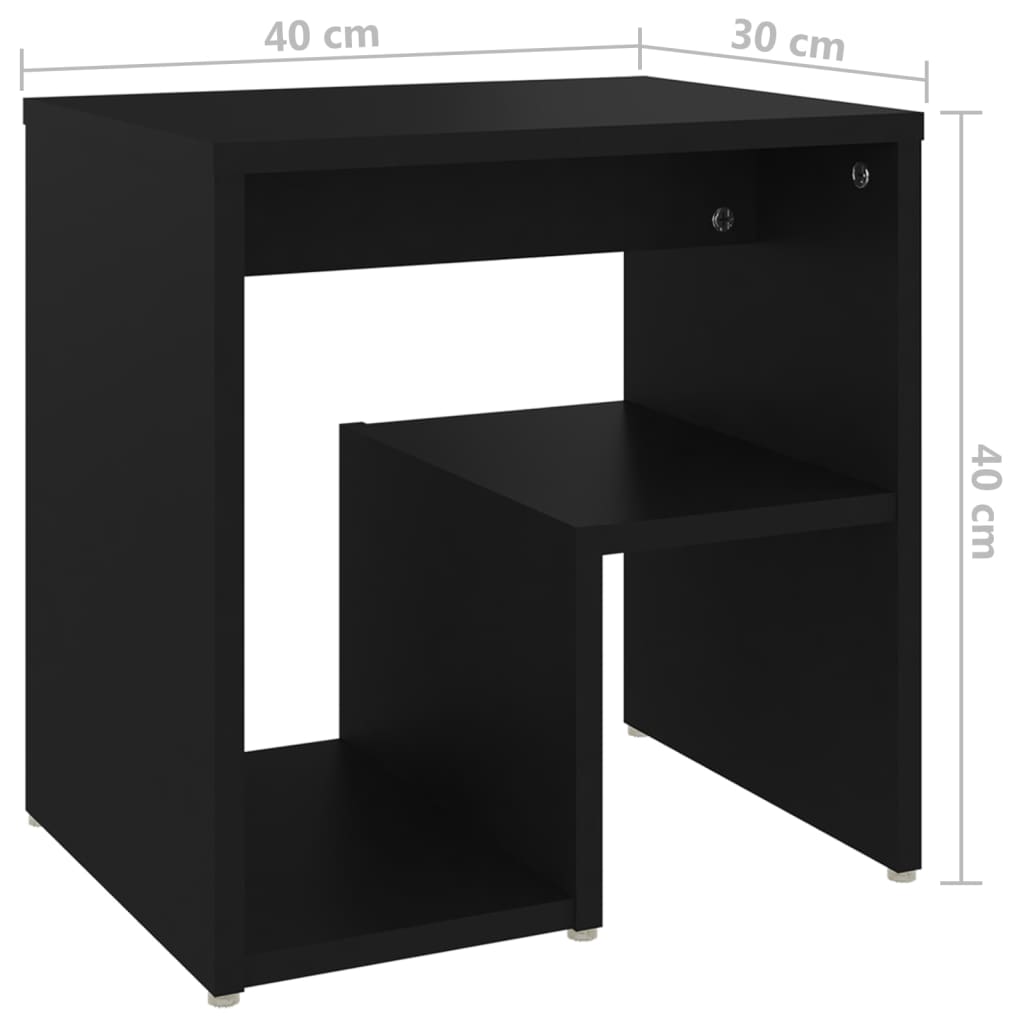 Nattbord 2 stk svart 40x30x40 cm konstruert tre