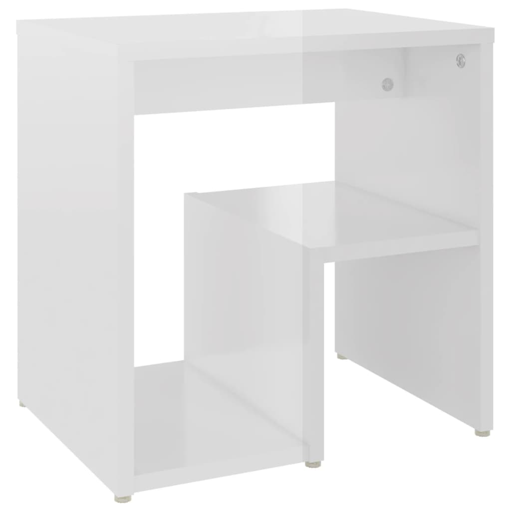 Nattbord 2 stk høyglans hvit 40x30x40 cm konstruert tre