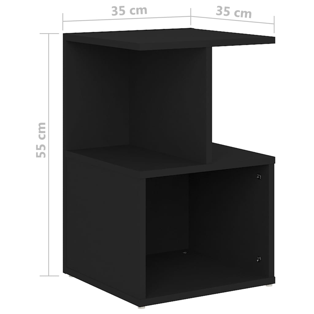 Nattbord 2 stk svart 35x35x55 cm konstruert tre