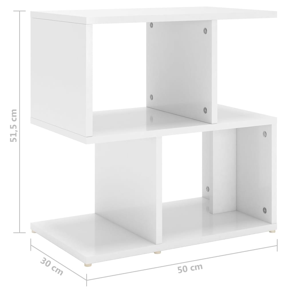 Nattbord 2 stk høyglans hvit 50x30x51,5 cm konstruert tre
