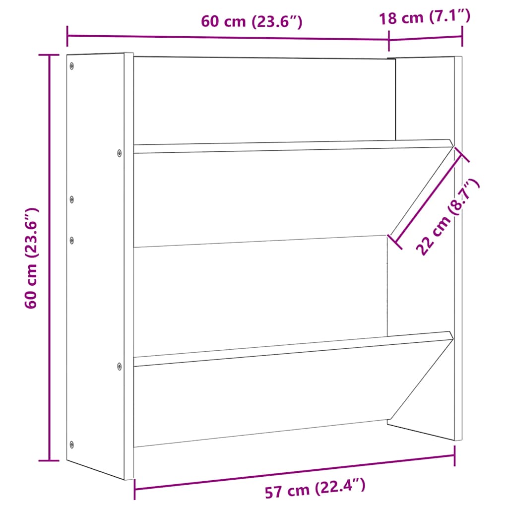 Veggskoskap 4 stk høyglans svart 60x18x60 cm konstruert tre