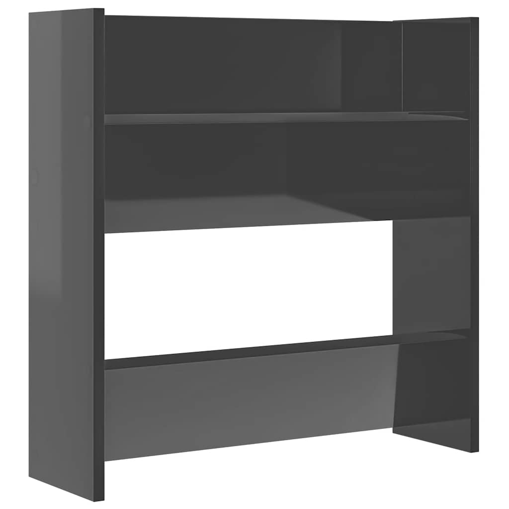 Veggskoskap 4 stk høyglans grå 60x18x60 cm konstruert tre