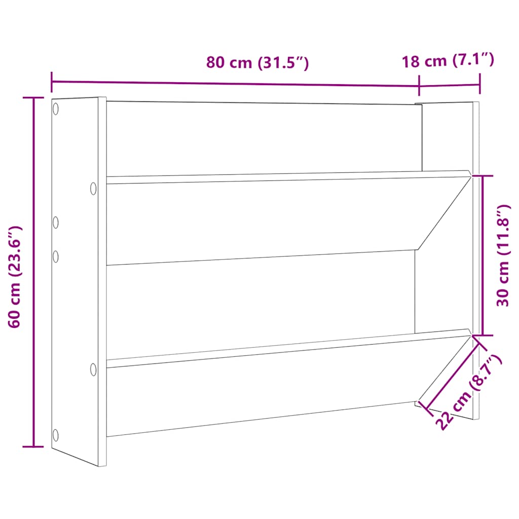 Veggskoskap hvit 80x18x60 cm konstruert tre