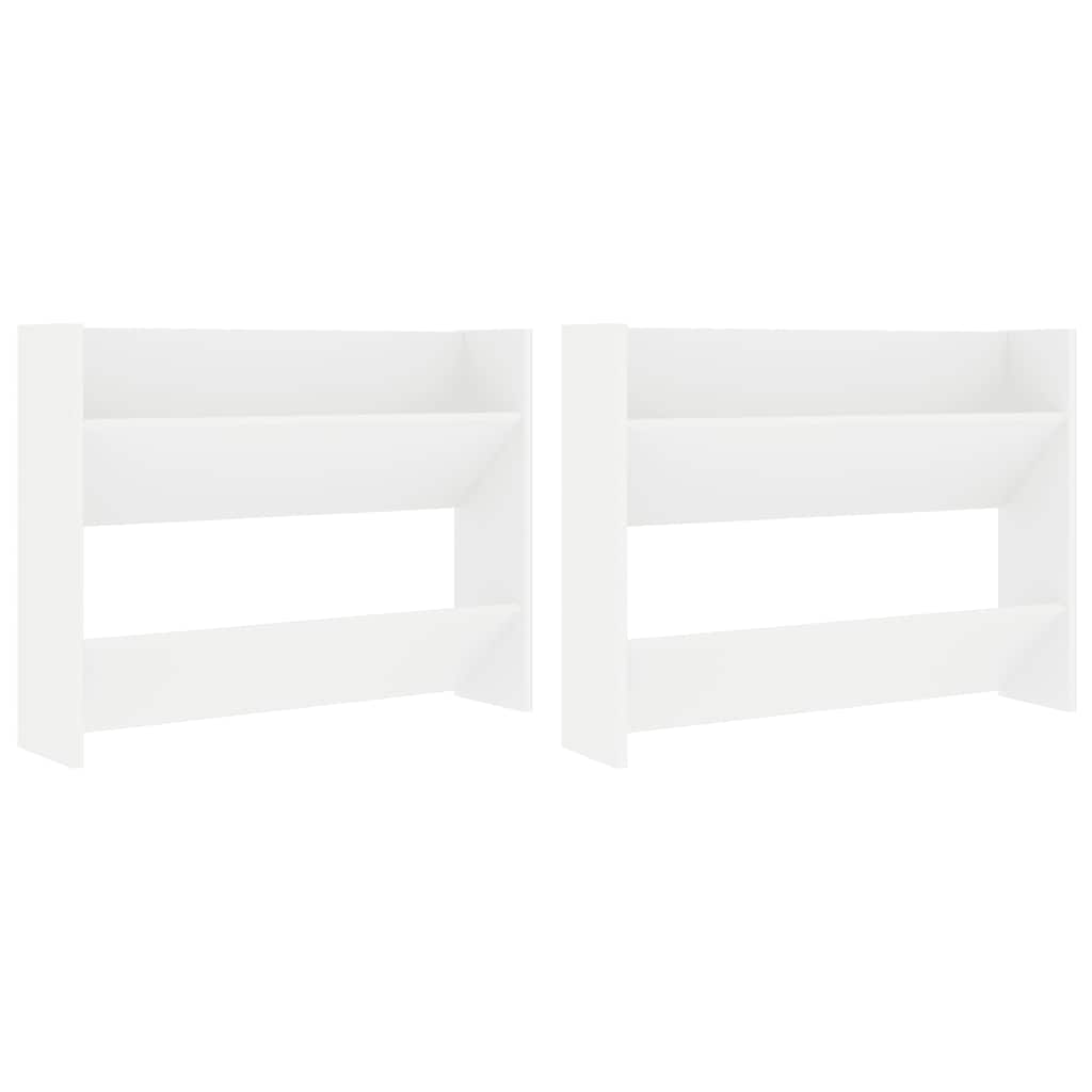 Veggskoskap 2 stk 80x18x60 cm hvit sponplate