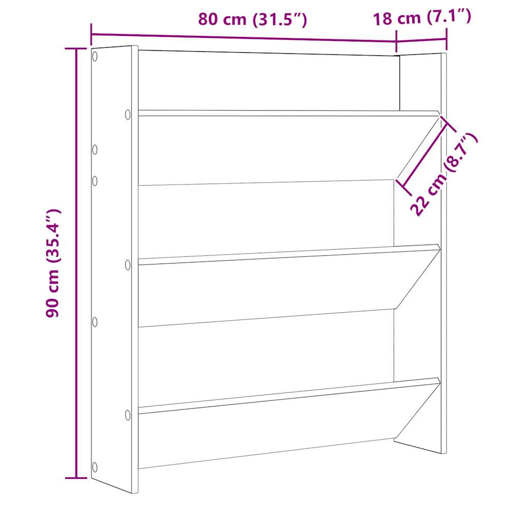 Veggskoskap hvit 80x18x90 cm konstruert tre