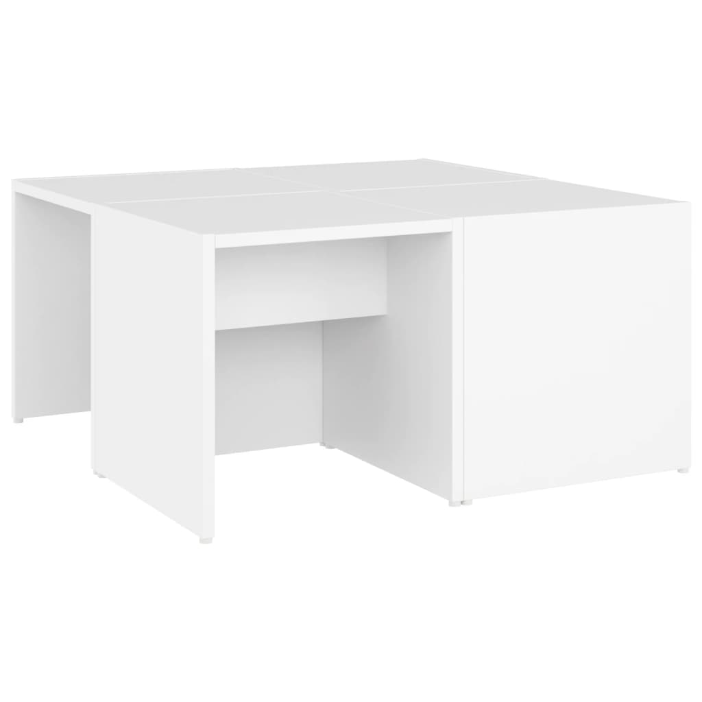 Salongbord 4 stk hvit 33x33x33 cm konstruert tre