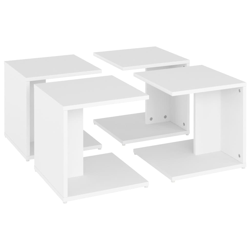 Salongbord 4 stk hvit 33x33x33 cm konstruert tre