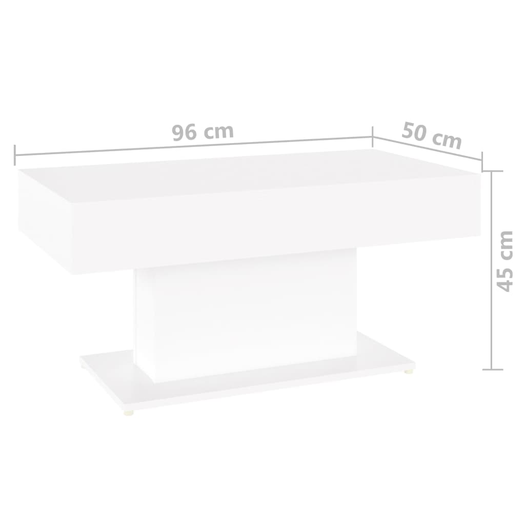 Salongbord hvit 96x50x45 cm konstruert tre
