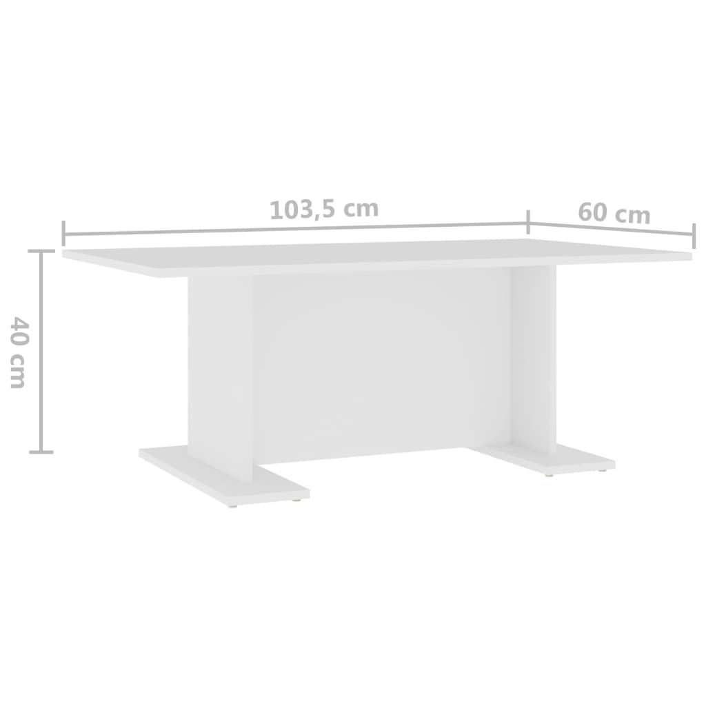 Salongbord hvit 103,5x60x40 cm konstruert tre
