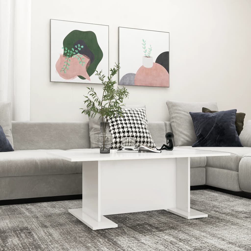 Salongbord hvit 103,5x60x40 cm konstruert tre