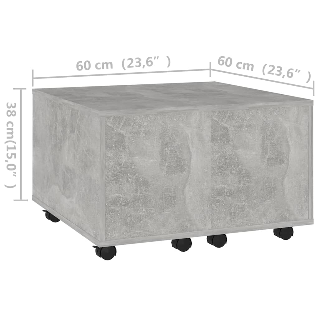 Salongbord betonggrå 60x60x38 cm konstruert tre