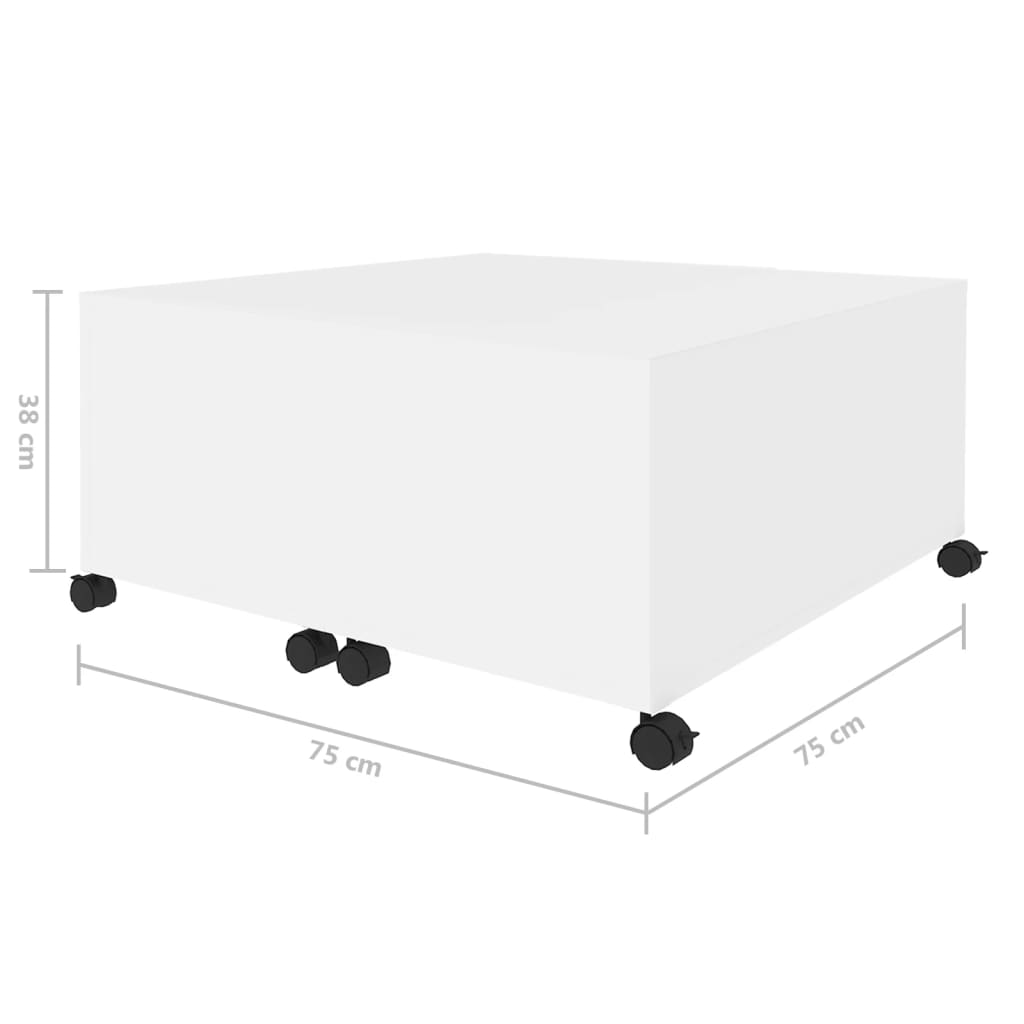 Salongbord hvit 75x75x38 cm konstruert tre