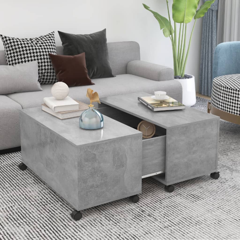 Salongbord betonggrå 75x75x38 cm konstruert tre