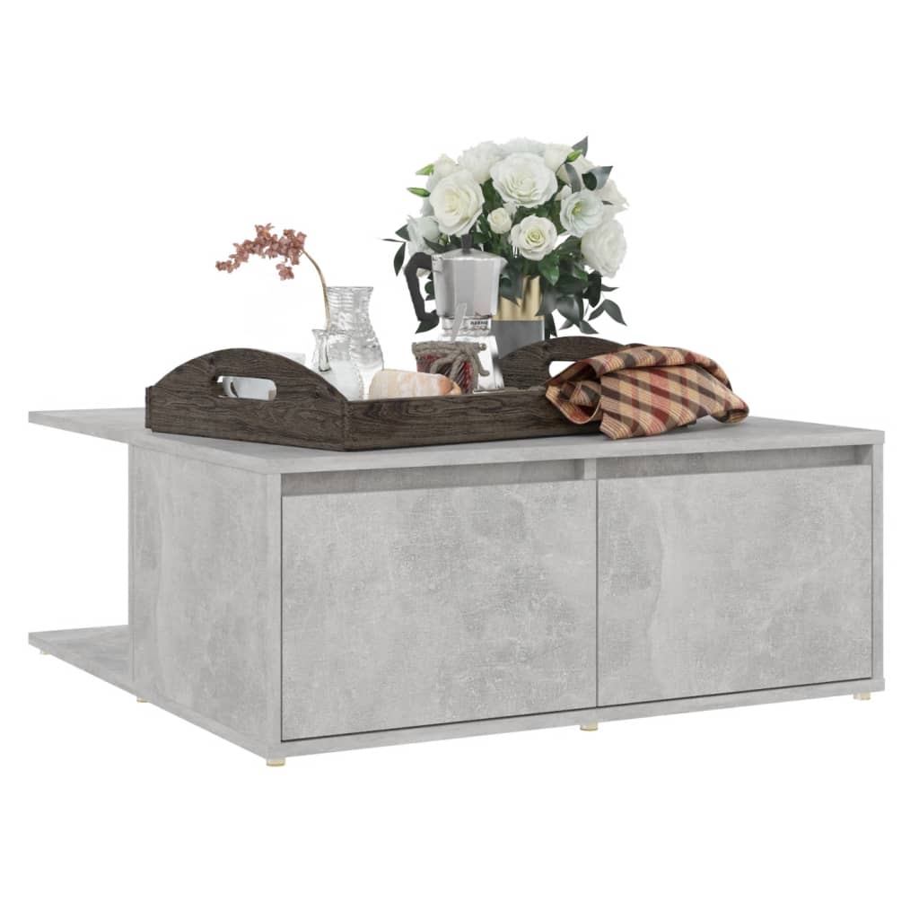 Salongbord betonggrå 80x80x31 cm konstruert tre