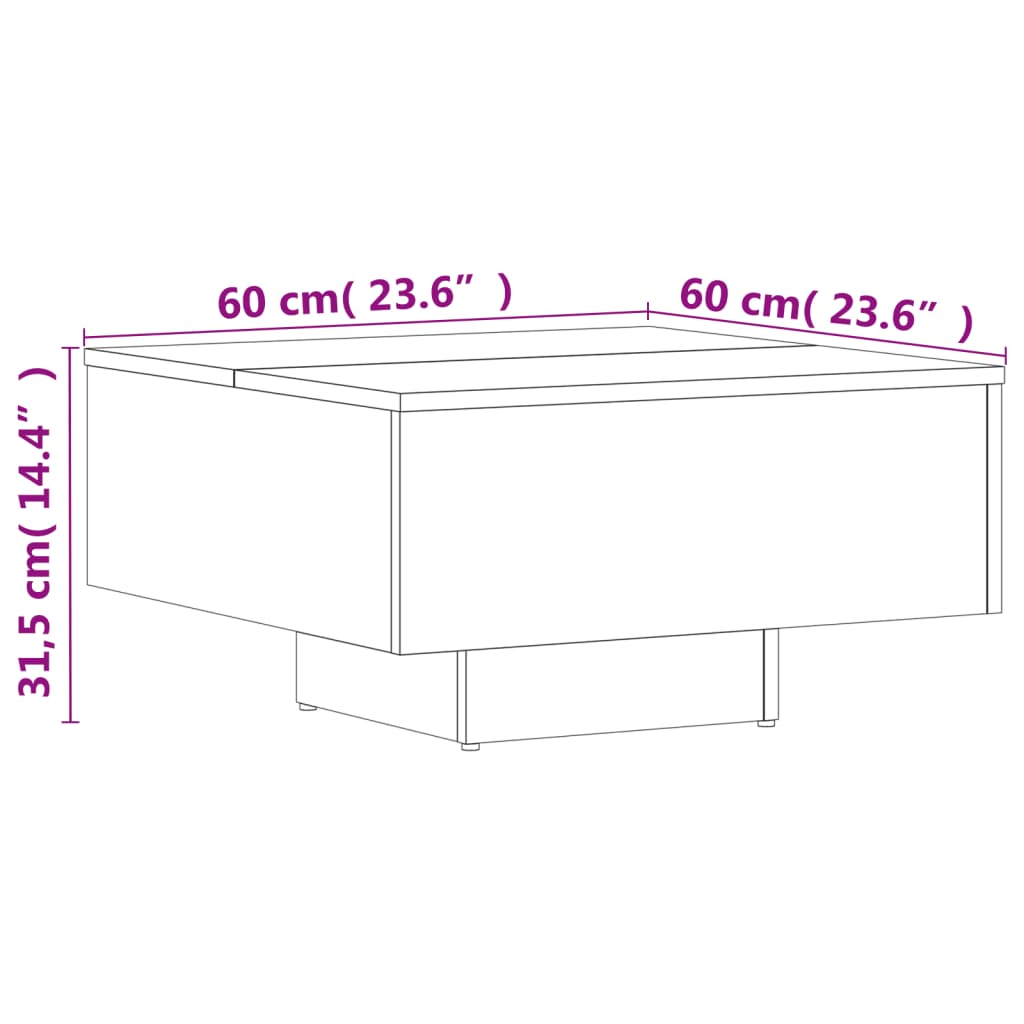 Salongbord sonoma eik 60x60x31,5 cm konstruert tre