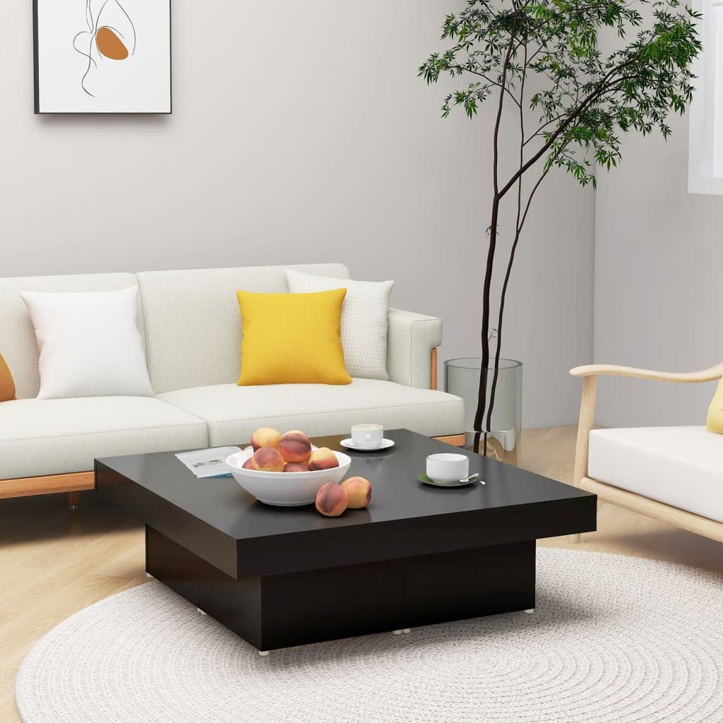 Salongbord svart 90x90x28 cm konstruert tre