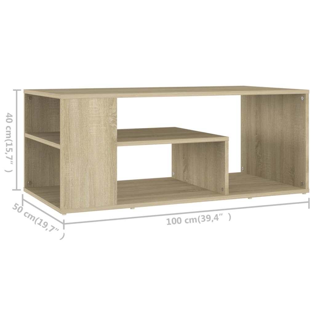 Salongbord Sonoma eik 100x50x40 cm konstruert tre