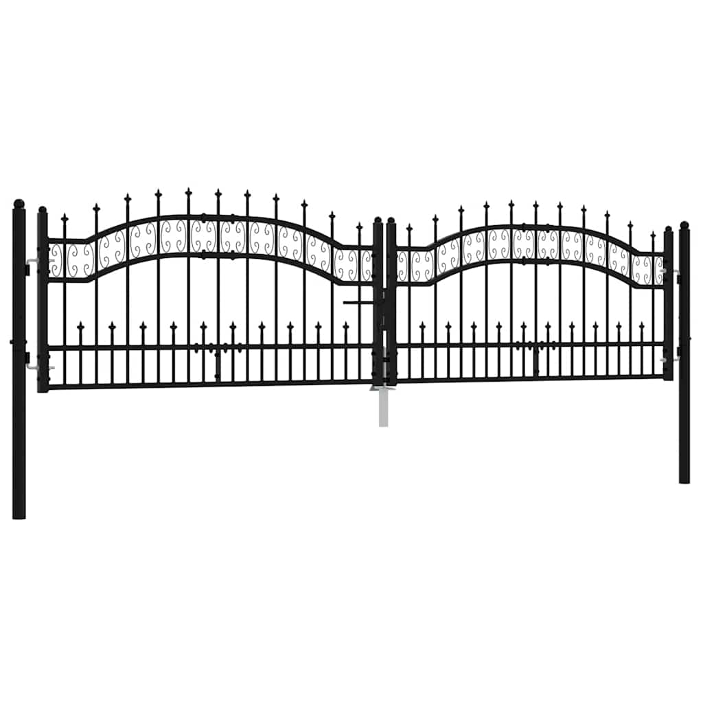 Gjerdeport KAMPEN med spydtopp svart 302x78 cm stål