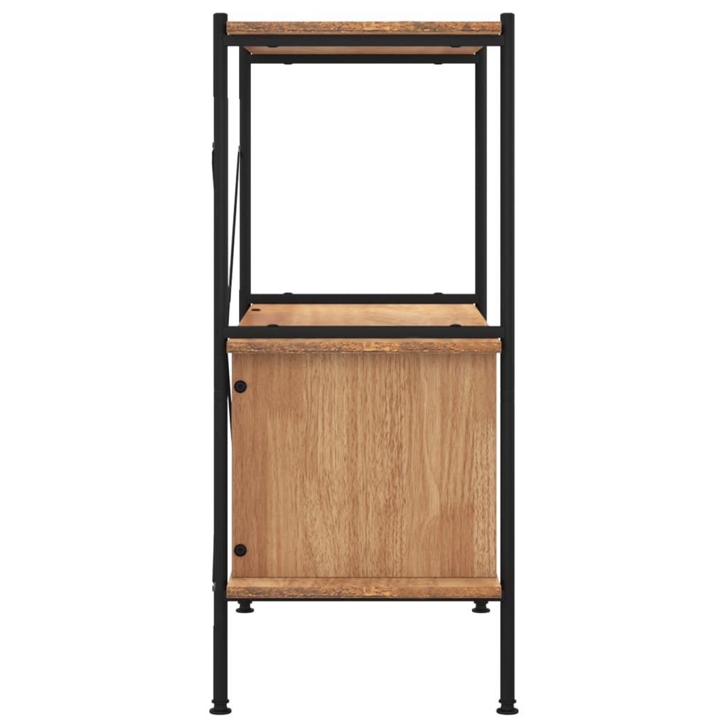 Hylle med skap 3 lag 80x40x92 cm stål og konstruert tre