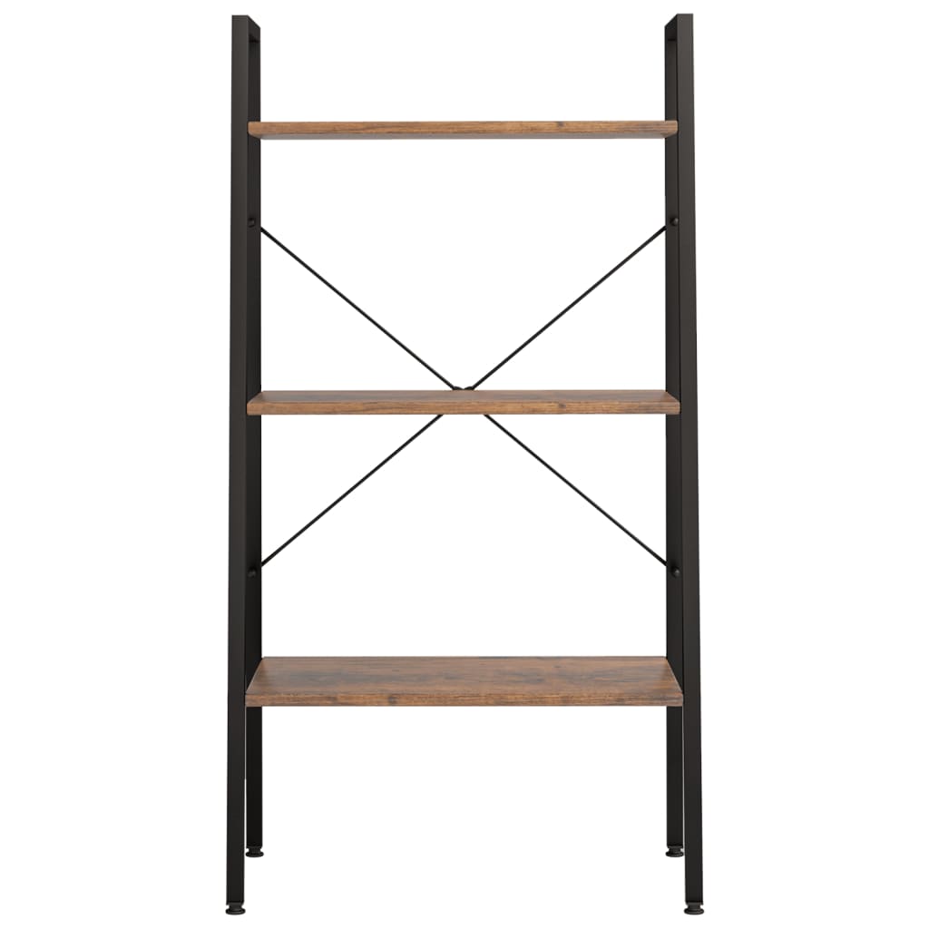 Gulvhylle 3 etasjer lysebrun og svart 56x35x108 cm