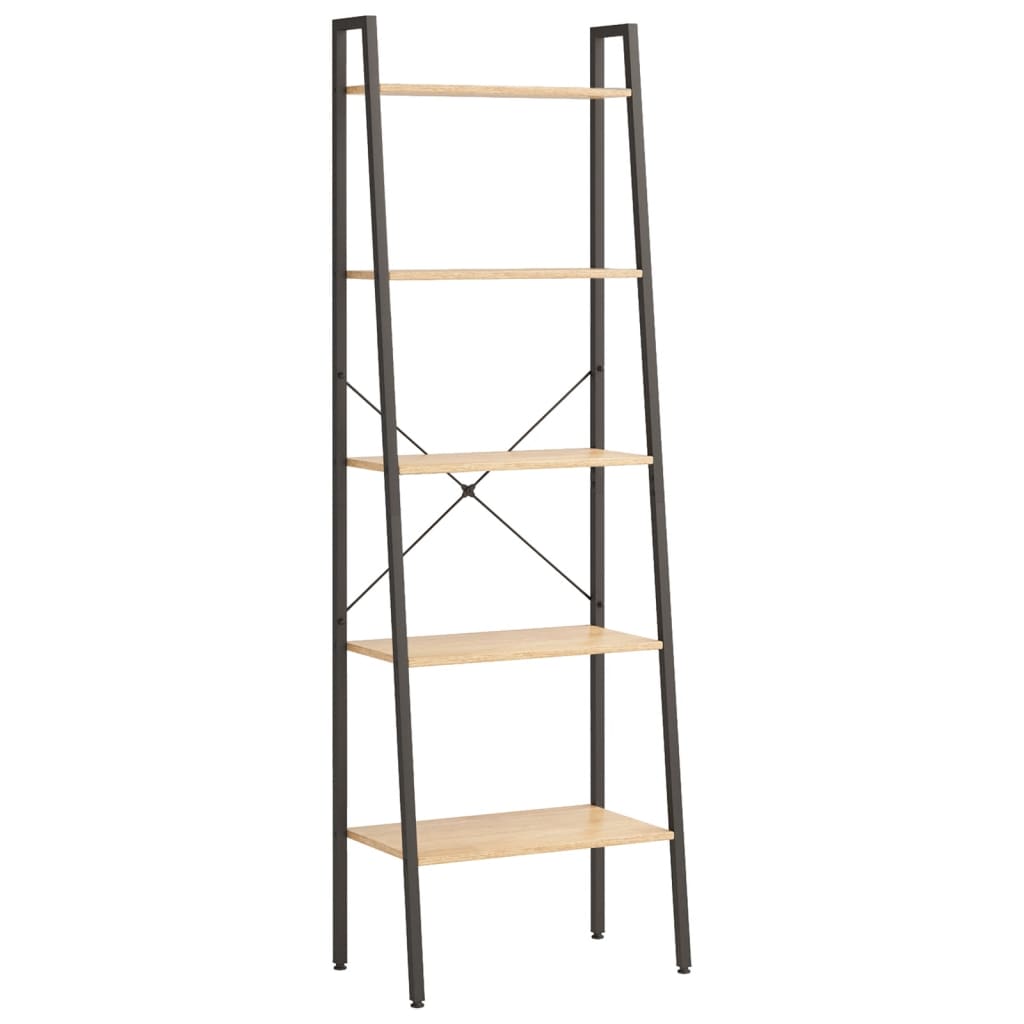 Gulvhyller 5 etasjer lysebrun og svart 56x35x174 cm