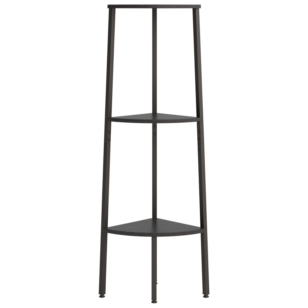 Hjørnehyller 3 etasjer svart 45,5x31,5x120 cm
