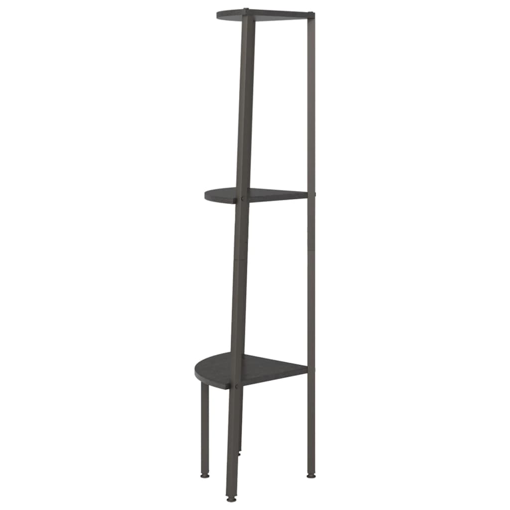 Hjørnehyller 3 etasjer svart 45,5x31,5x120 cm