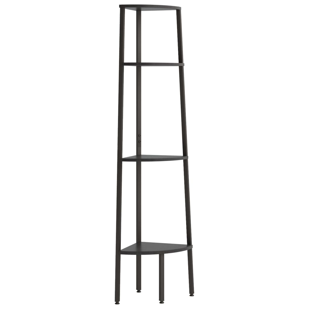 Hjørnehylle 4 etasjer svart 45,5x31,5x150 cm