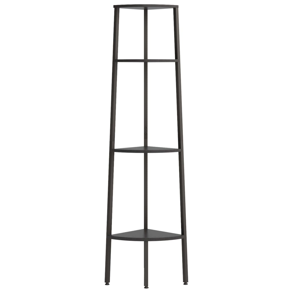 Hjørnehylle 4 etasjer svart 45,5x31,5x150 cm