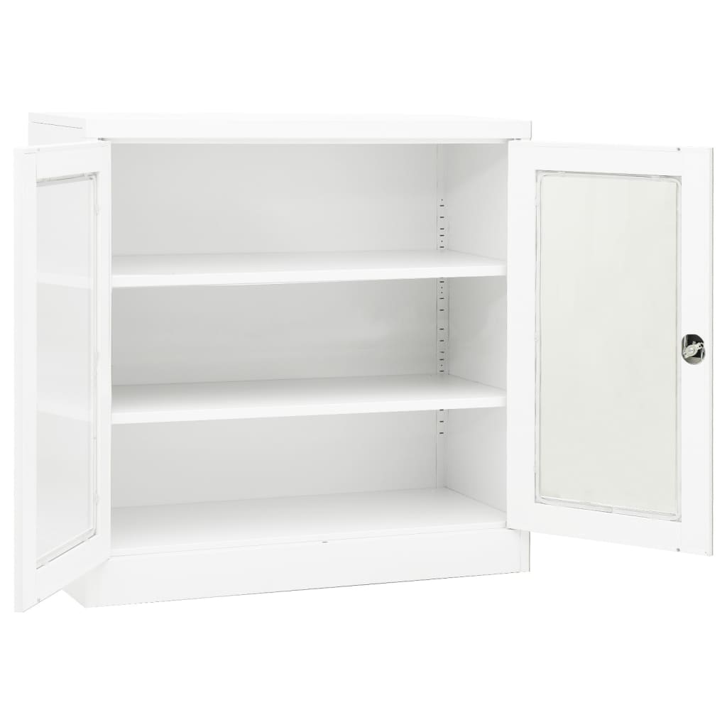 Kontorskap hvit 90x40x90 cm stål