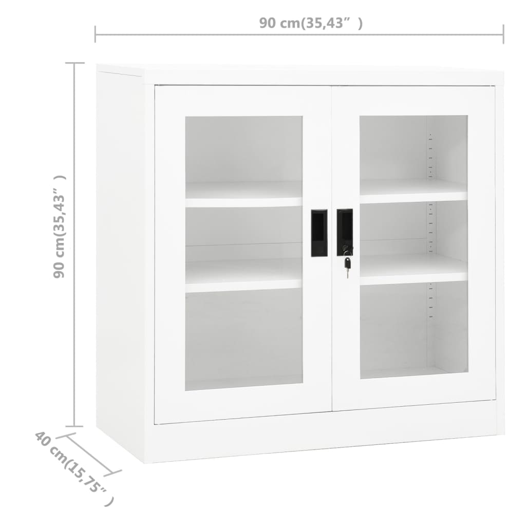 Kontorskap hvit 90x40x90 cm stål