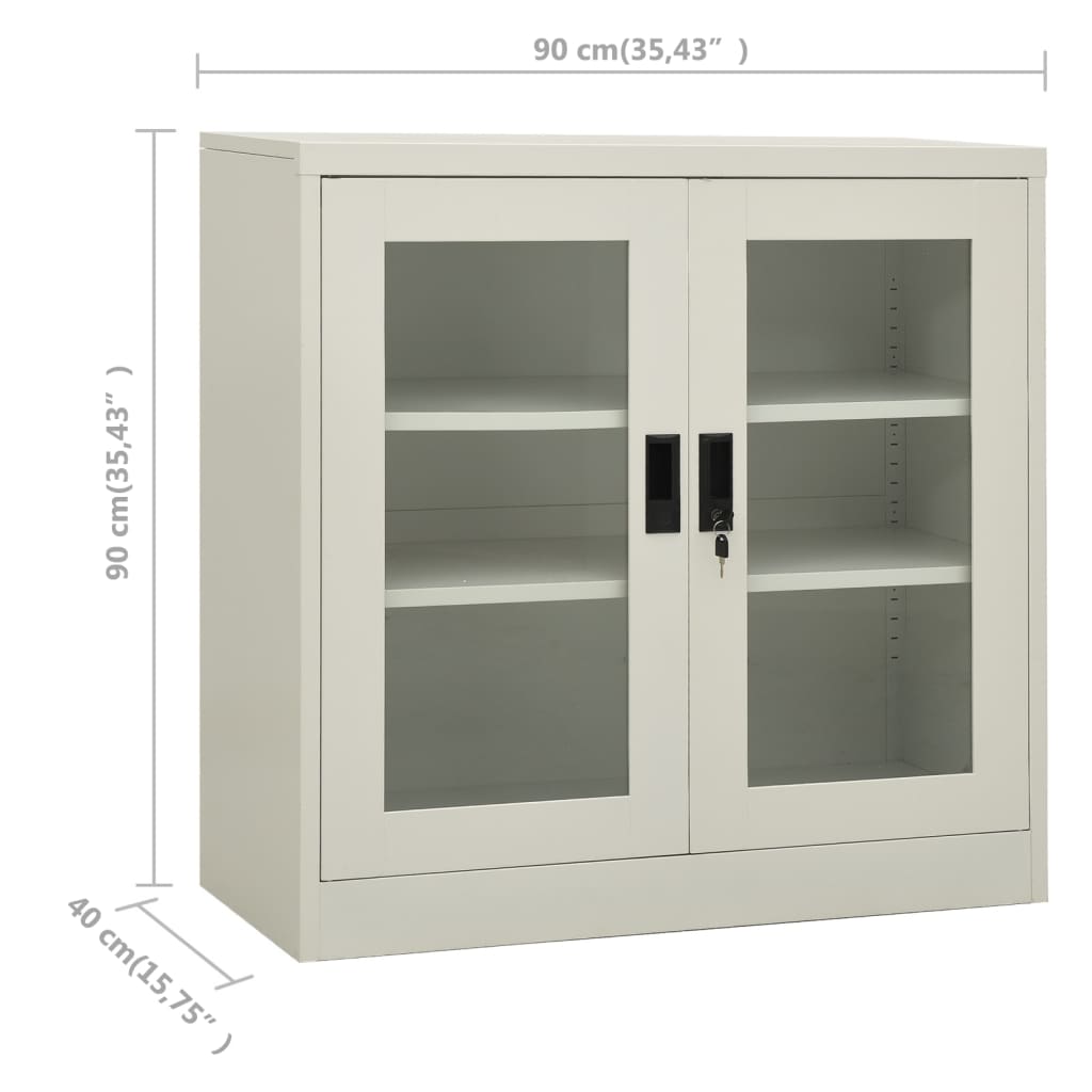 Kontorskap 90x40x90 cm stål lysegrå