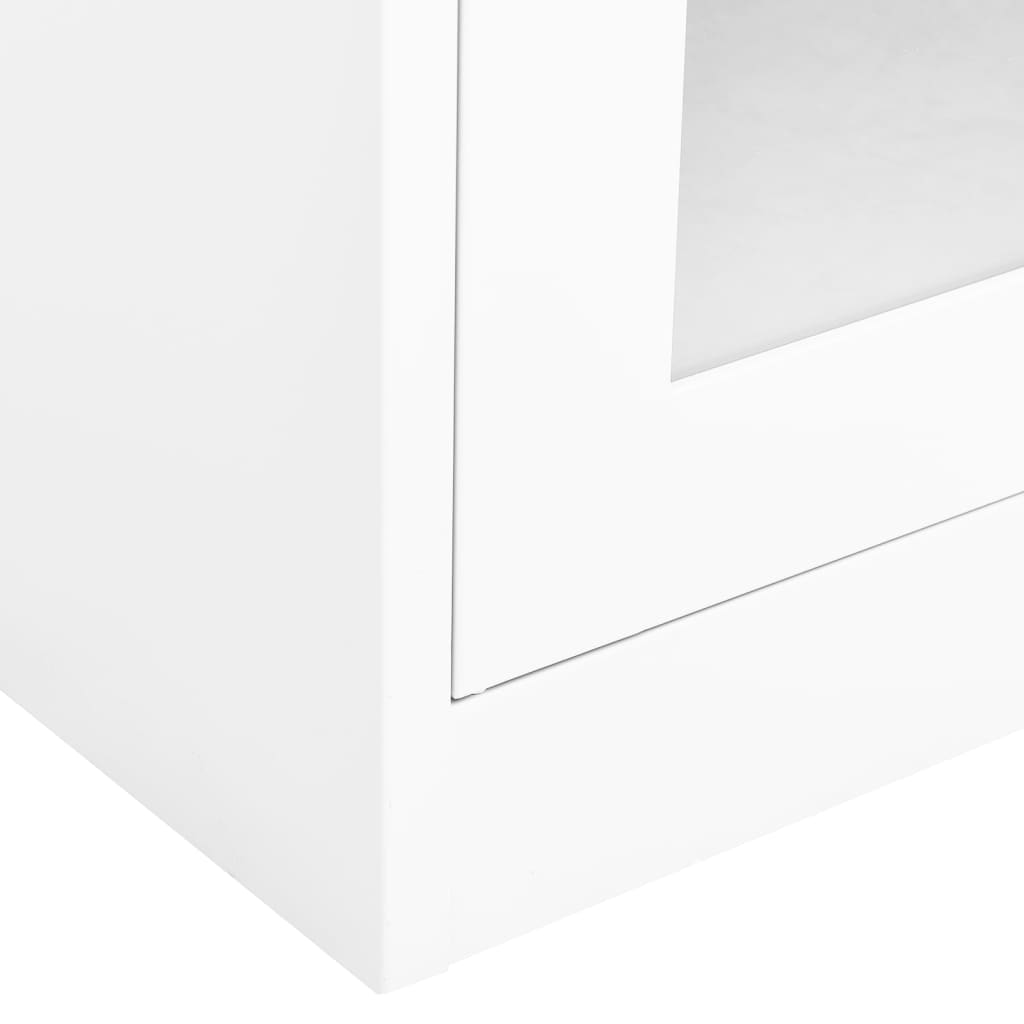 Kontorskap hvit 90x40x180 cm stål og herdet glass
