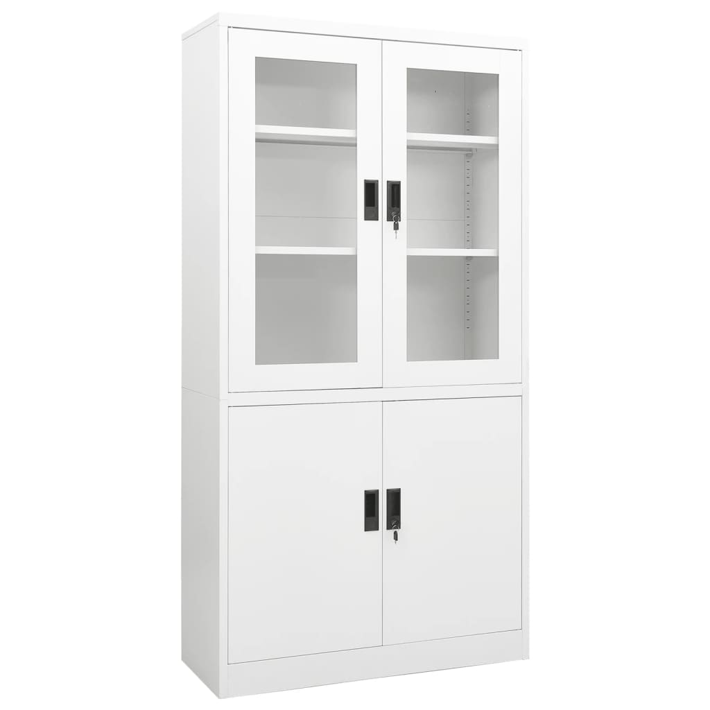 Kontorskap hvit 90x40x180 cm stål