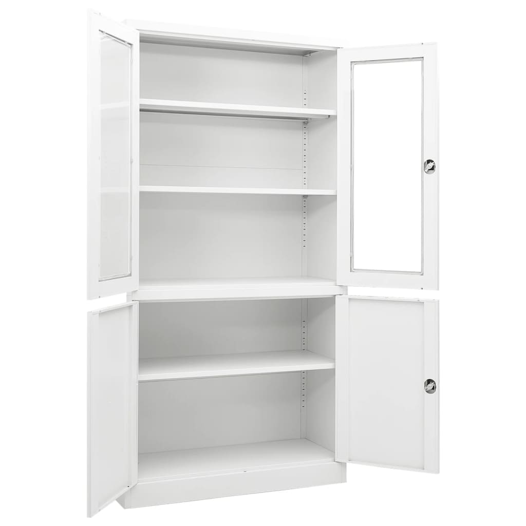 Kontorskap hvit 90x40x180 cm stål