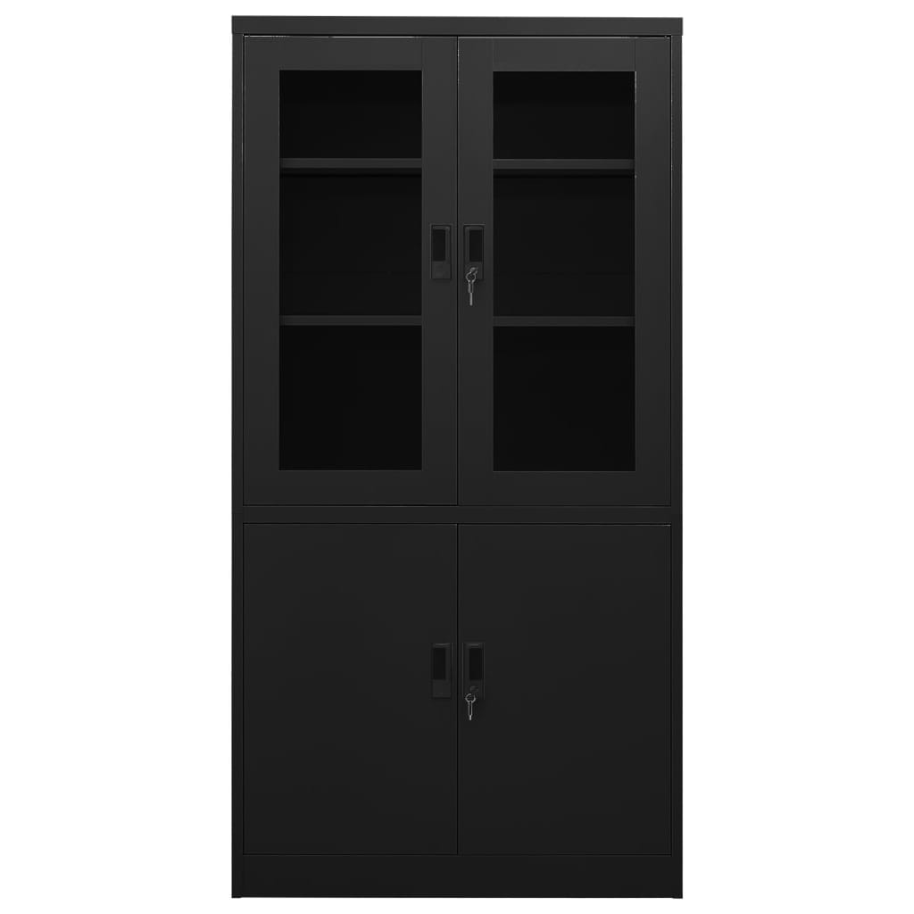 Kontorskap svart 90x40x180 cm stål